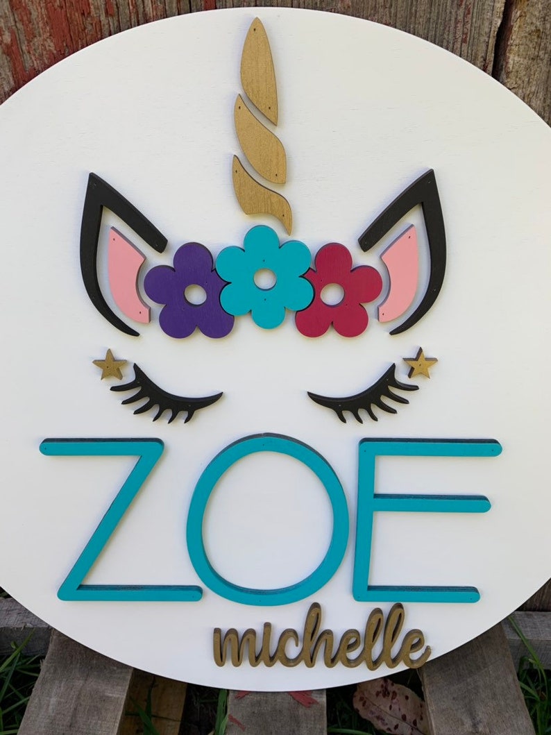 Unicorn Wood Name Sign Nursery Decor Etsy
