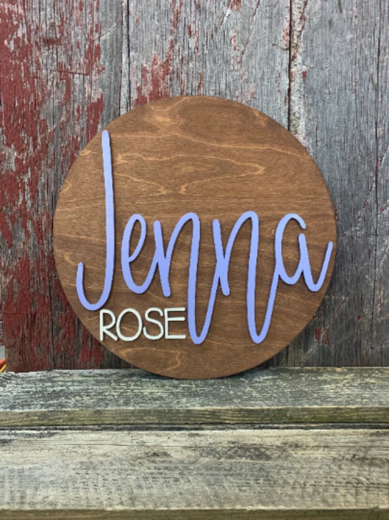 Nursery Wood Name Sign Round Wood Name Sign Wooden Name Etsy