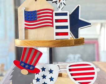 Tiered Tray Signs • America Signs • Wooden Tiered Tray Designs • 1776 • Fireworks • Tiered Tray • Home Sweet Home • Freedom