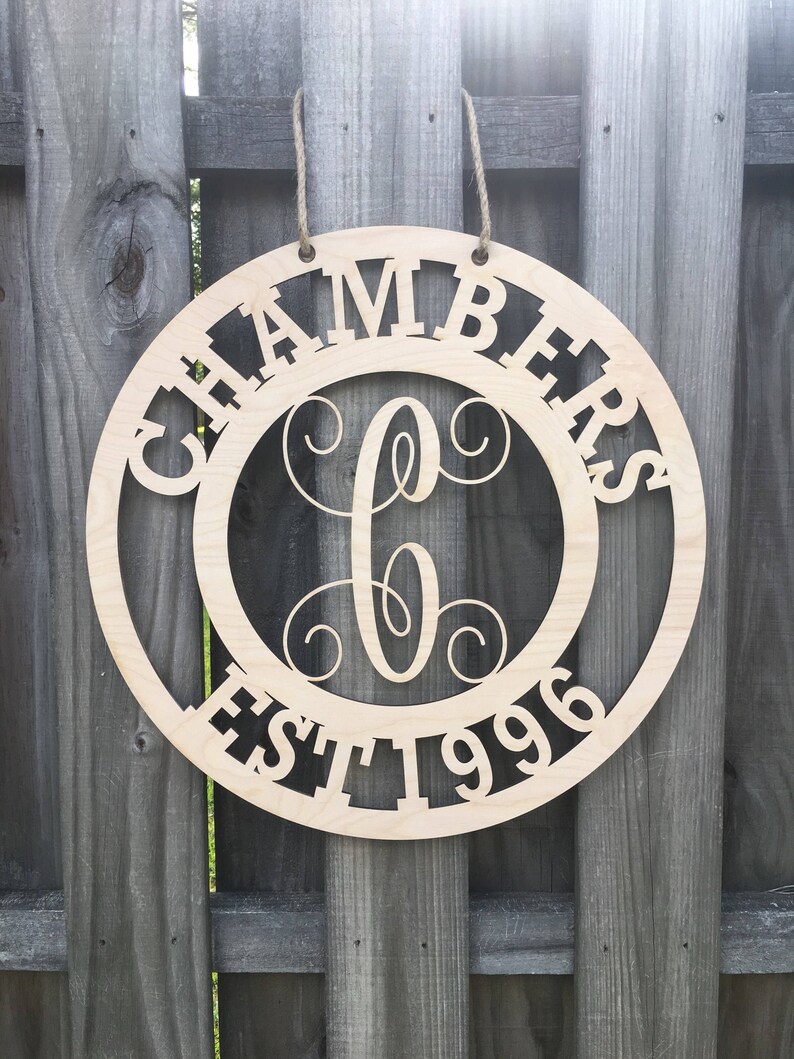 Last Name Door Hanger Wedding Door Hanger Establish Wedding Etsy
