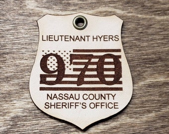 Law Enforcement, Personalized Police, Sheriff, Genuine Leather, Police Keychain, Deputy, Badge American Flag, Public Safety, Officer