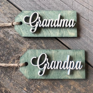 Christmas Stocking Name Tags Wooden Name Tags Gift Tags Wooden Tags Stocking Tags Merry Christmas Place Setting Name Tags Green