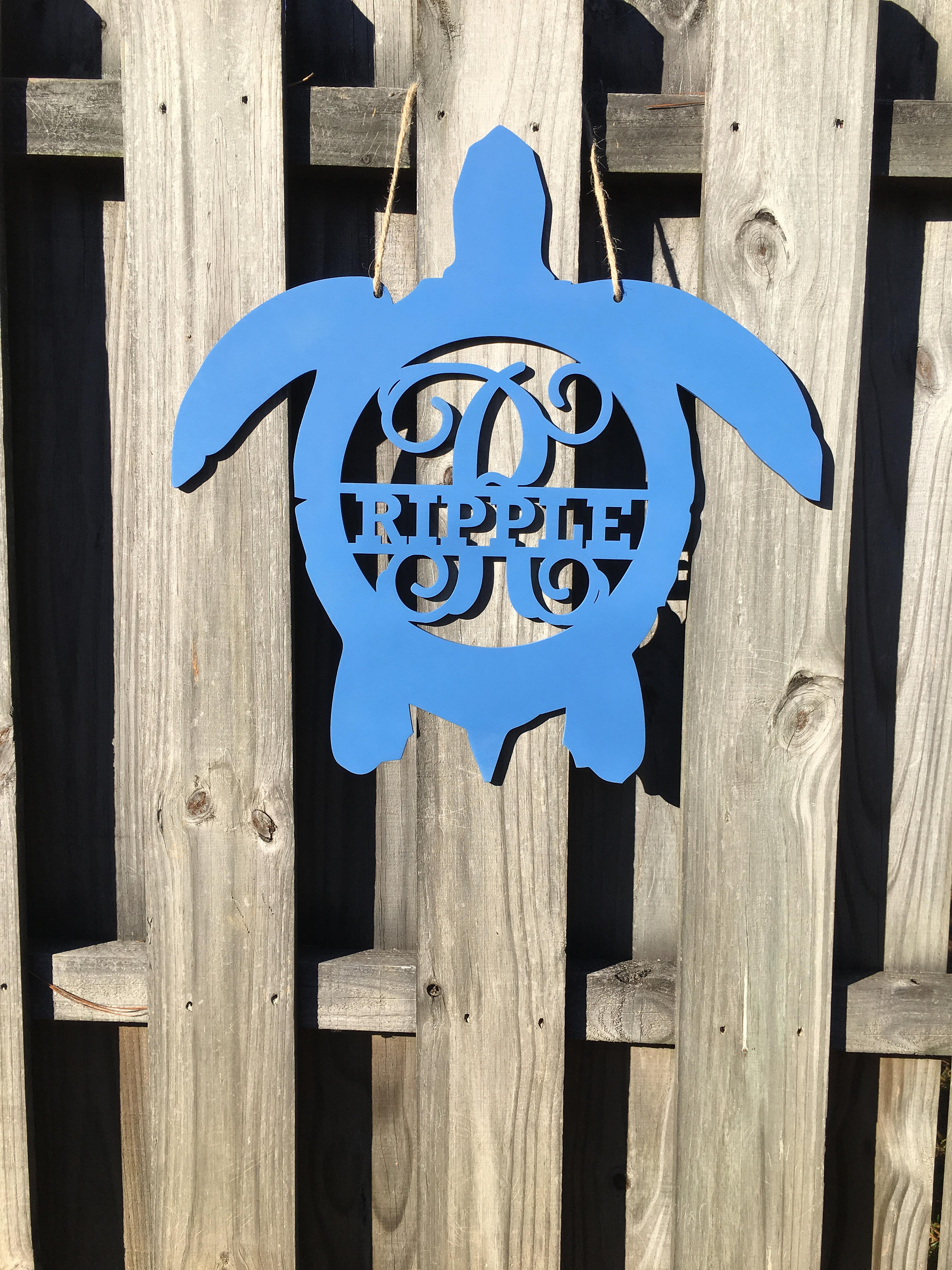 Sea Turtle Door Hanger Painted Wooden Sea Turtle Last Name Etsy