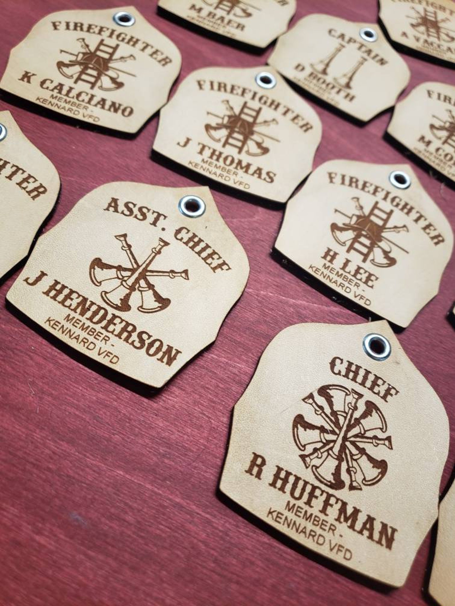 Leather Fire Helmet Shield Keychain. Gear Tag. Fireman Gift Etsy