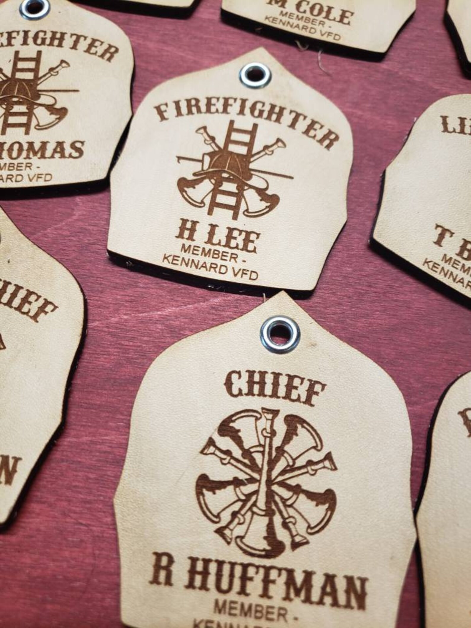 Leather Fire Helmet Shield Keychain. Gear Tag. Fireman Gift Etsy