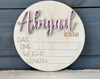 Wooden Birth Announcement, Hospital Sign, Hello Sign, Hello I'm New, Baby Name Sign, Birth Stats Sign