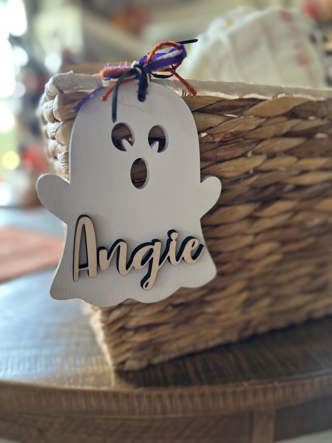 BOO Basket Tag, Halloween Tags, Name Tags, Wooden Name Tags, Pumpkin ...
