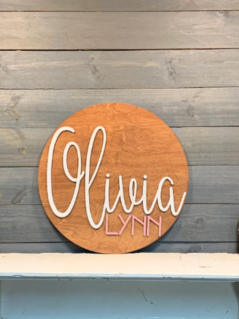 Nursery Wood Name Sign Round Wood Name Sign Wooden Name Etsy