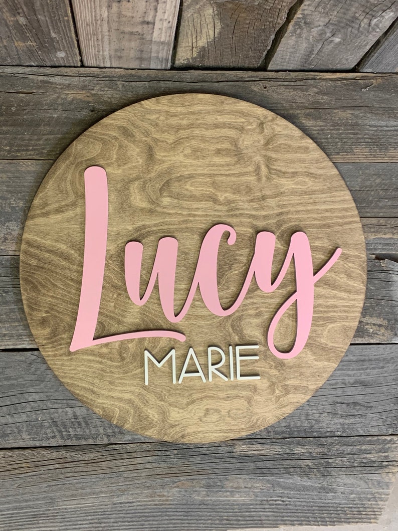 Nursery Wood Name Sign Round Wood Name Sign Wooden Name Etsy
