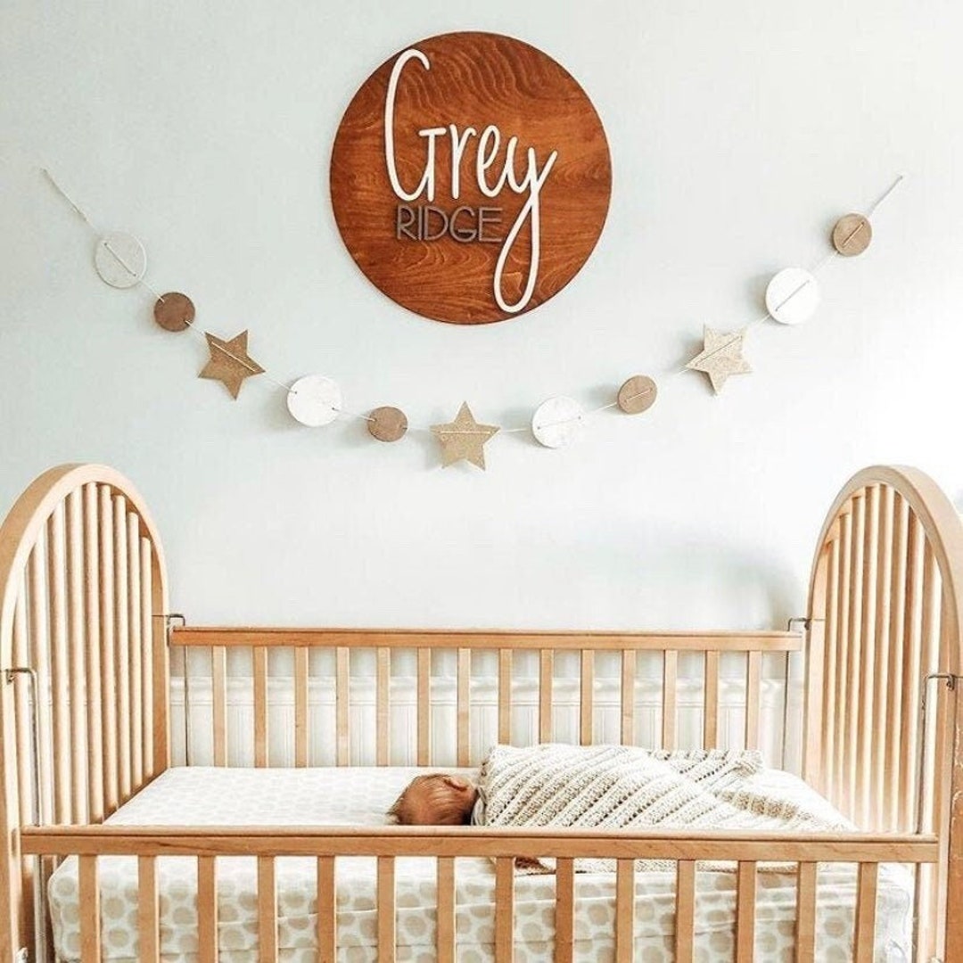 Wooden Nursery Name Sign Round Wood Name Sign Wooden Name Sign Nursery ...