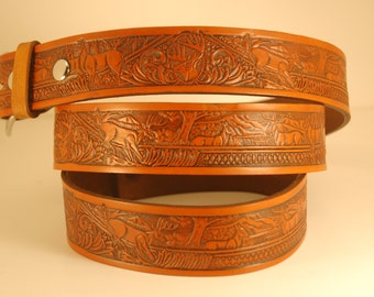 Deer Leather Belt Embossed