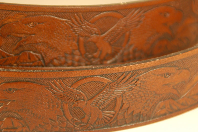 Eagle Embossed Oil Tan Leather Belt Brown - Cinto de Piel IMP-10347 main image 0
