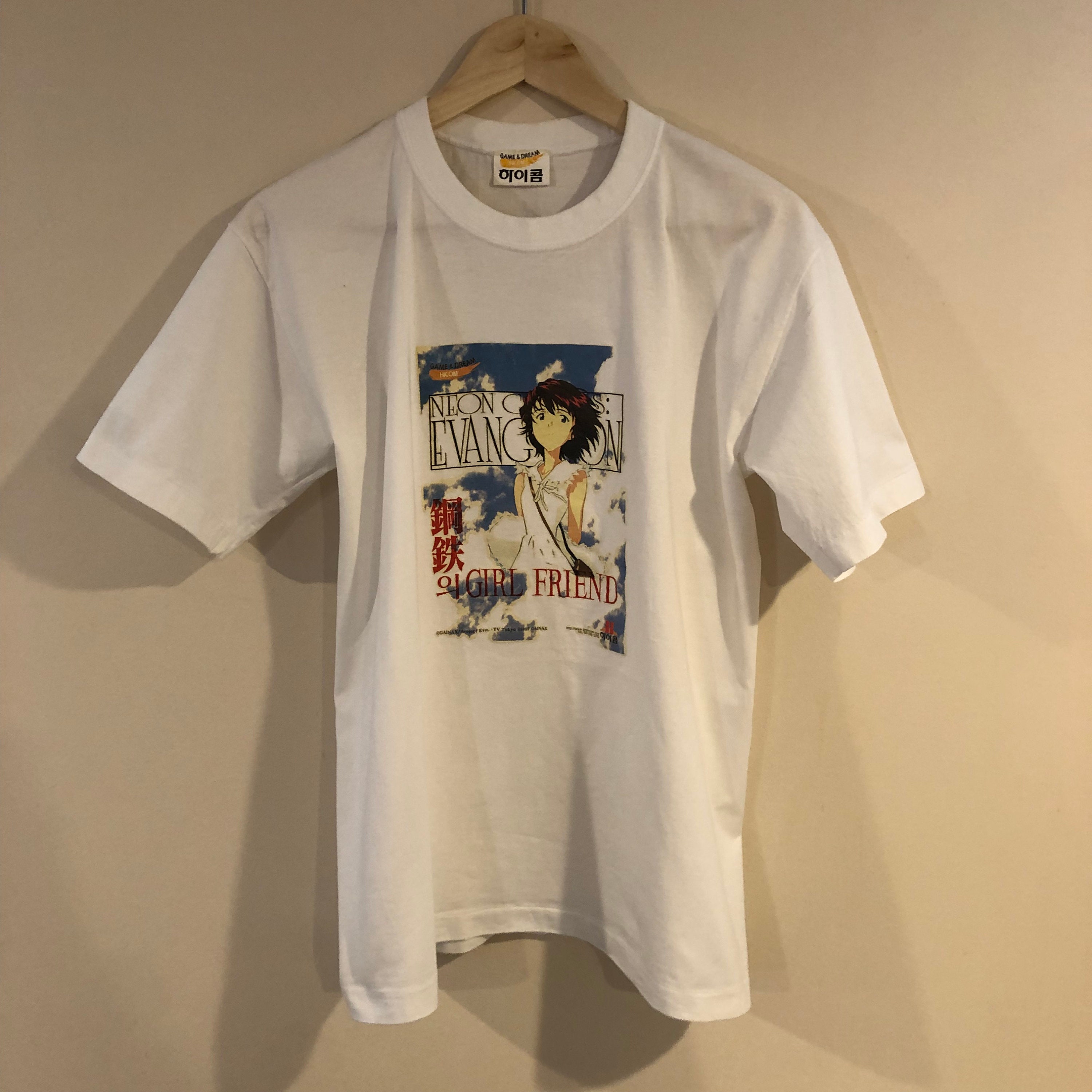 100% Authentic 1997 Neon Genesis Evangelion 'Girlfriend of Steel' T-shirt Sz S Small Vintage VTG SEGA Saturn Video Game South Korea NGE 90s