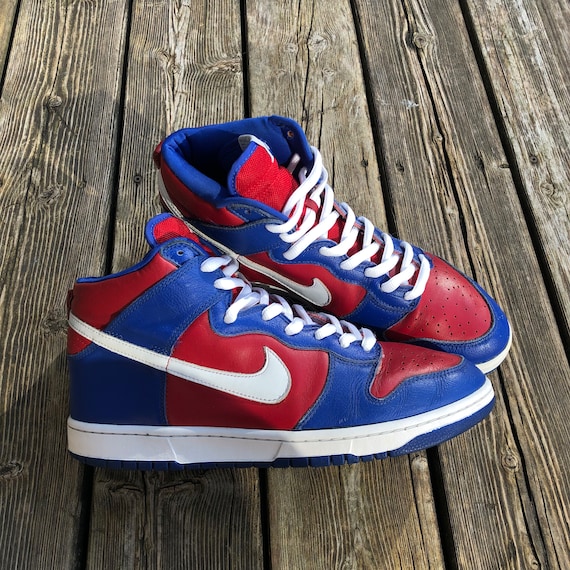 Vintage Nike Dunk High Hi Size 13 Clipper Red Royal 305287 Vintage Nike Dunk High Hi Size 13 Clipper Red Royal 305287