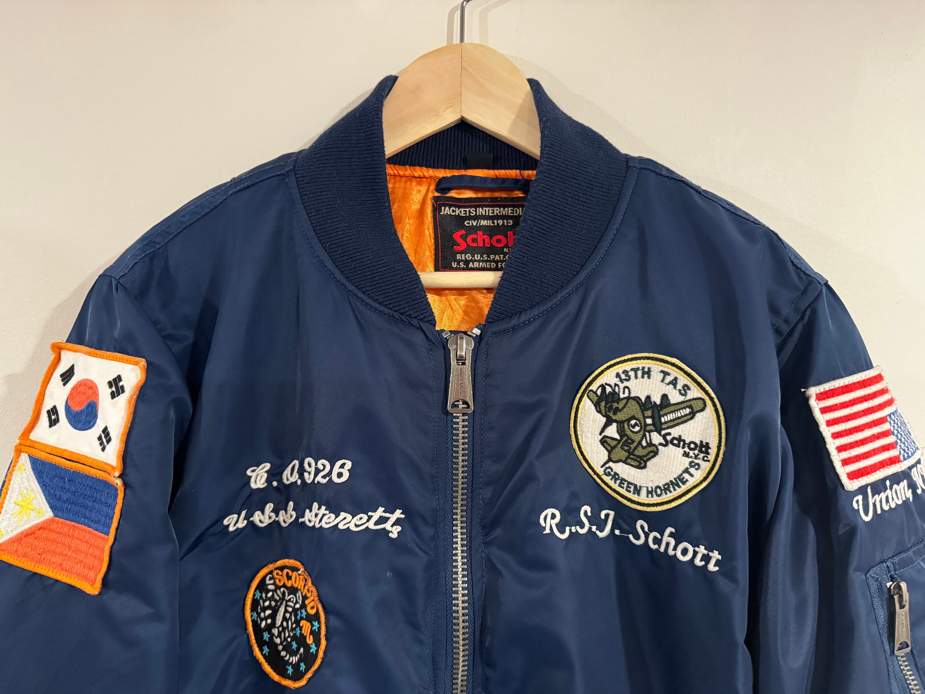 【schott】Embroidery bomber jucket Schott NYC West Pacific Bomber Jacket Medium M South Korea USA