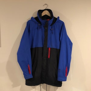 Vintage Helly Hansen Helly Tech Waterproof Windbreaker Jacket Size Small S Men&#39;s Oversized Breathable Red Blue Korea Hooded Raincoat 90s 80s