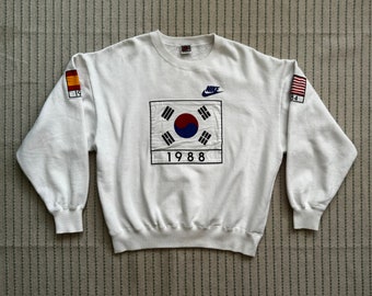 100% Authentic 1988 NIKE South Korea Olympics Sweatshirt Crewneck Sweater Size S Small to M Medium (Seoul, Sports, Summer, NFL, NBA)