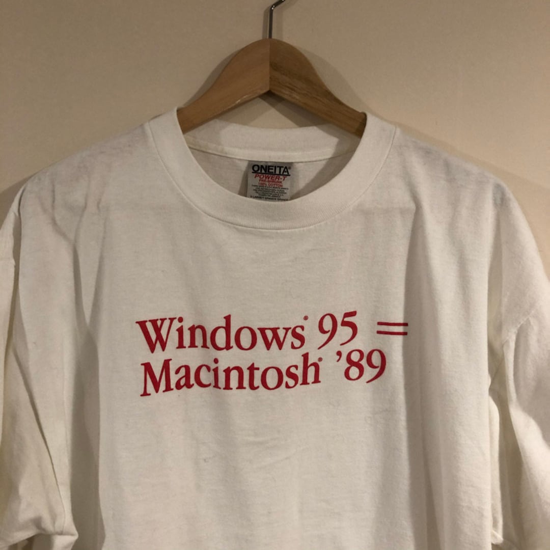 EXTREMELY RARE Apple 'macintosh '89 = Windows 95' Diss T EXTREMELY RARE Apple 'macintosh '89 = Windows 95' Diss T