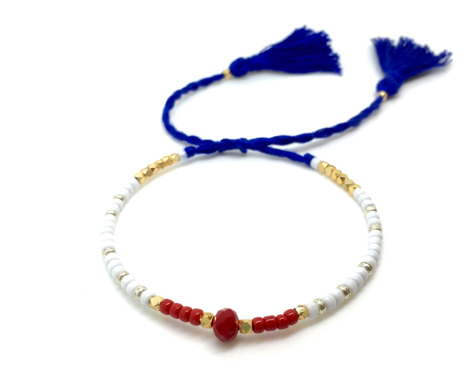 Beaded Bracelet Tassel Bracelet Seed Bead Bracelet Red Blue Etsy