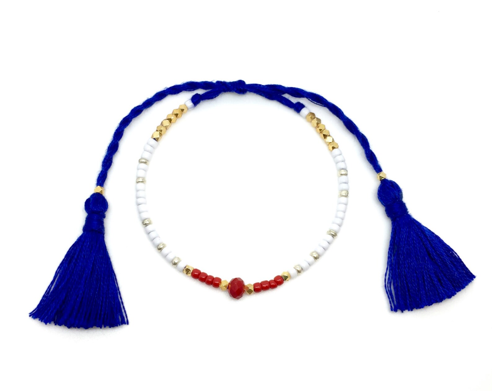 Beaded Bracelet Tassel Bracelet Seed Bead Bracelet Red Blue Etsy