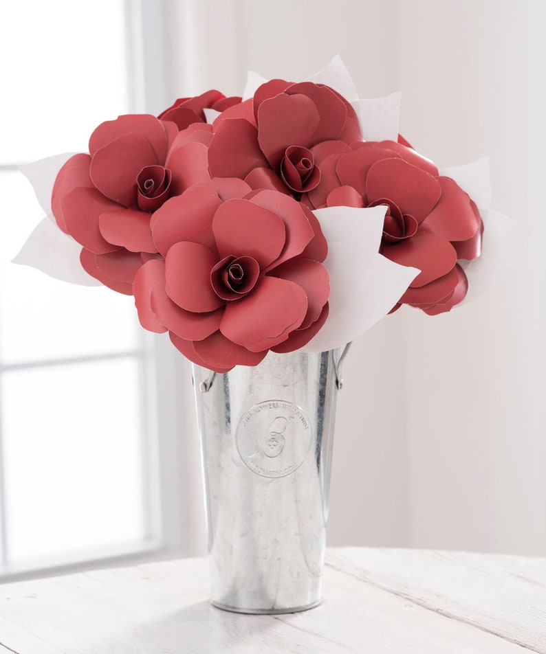 SCHOOL COLORS Paper Flowers Paper Roses Arrangement MAROON /& White w Custom Options Graduation 2018 Team Colors University Colors