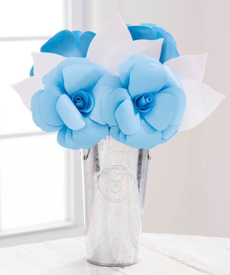 Big Little Gift SORORITY Greek Paper Flowers Paper Roses Arrangement LIGHT BLUE /& White with Custom Options Big Sister Little Sister