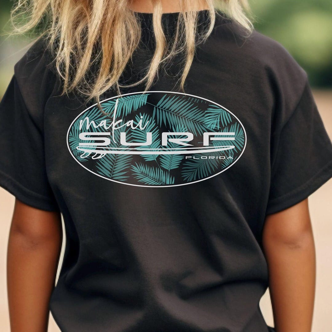 Youth Florida Palm Leaf T-shirt With Makai Surf Logo Surfboard Tee