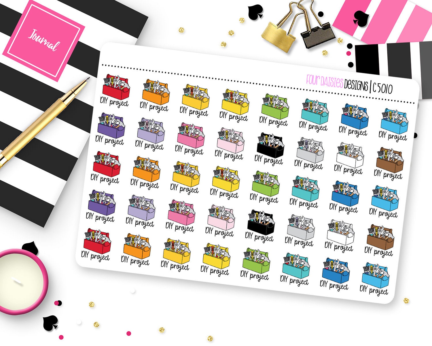 40 DIY Project Planner Stickers for Erin Condren Life Planner Etsy
