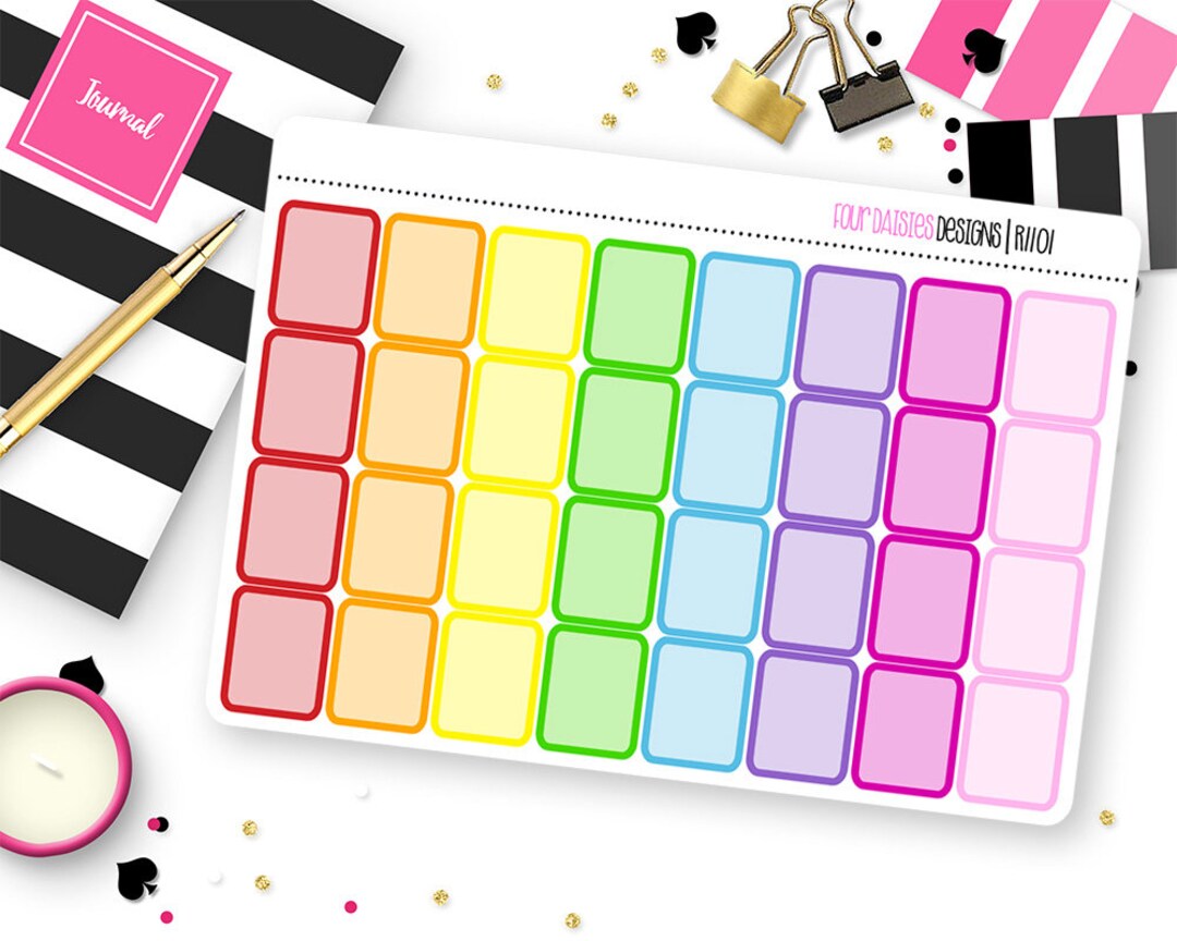 32 Vertical Quarter Box Planner Stickers for Erin Condren Life Planner ...