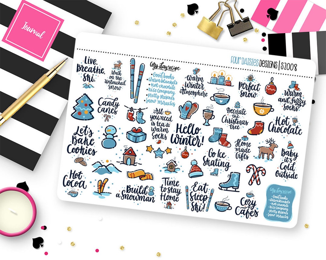 Winter Fun Planner Stickers for Erin Condren Life Planner, Plum Paper ...