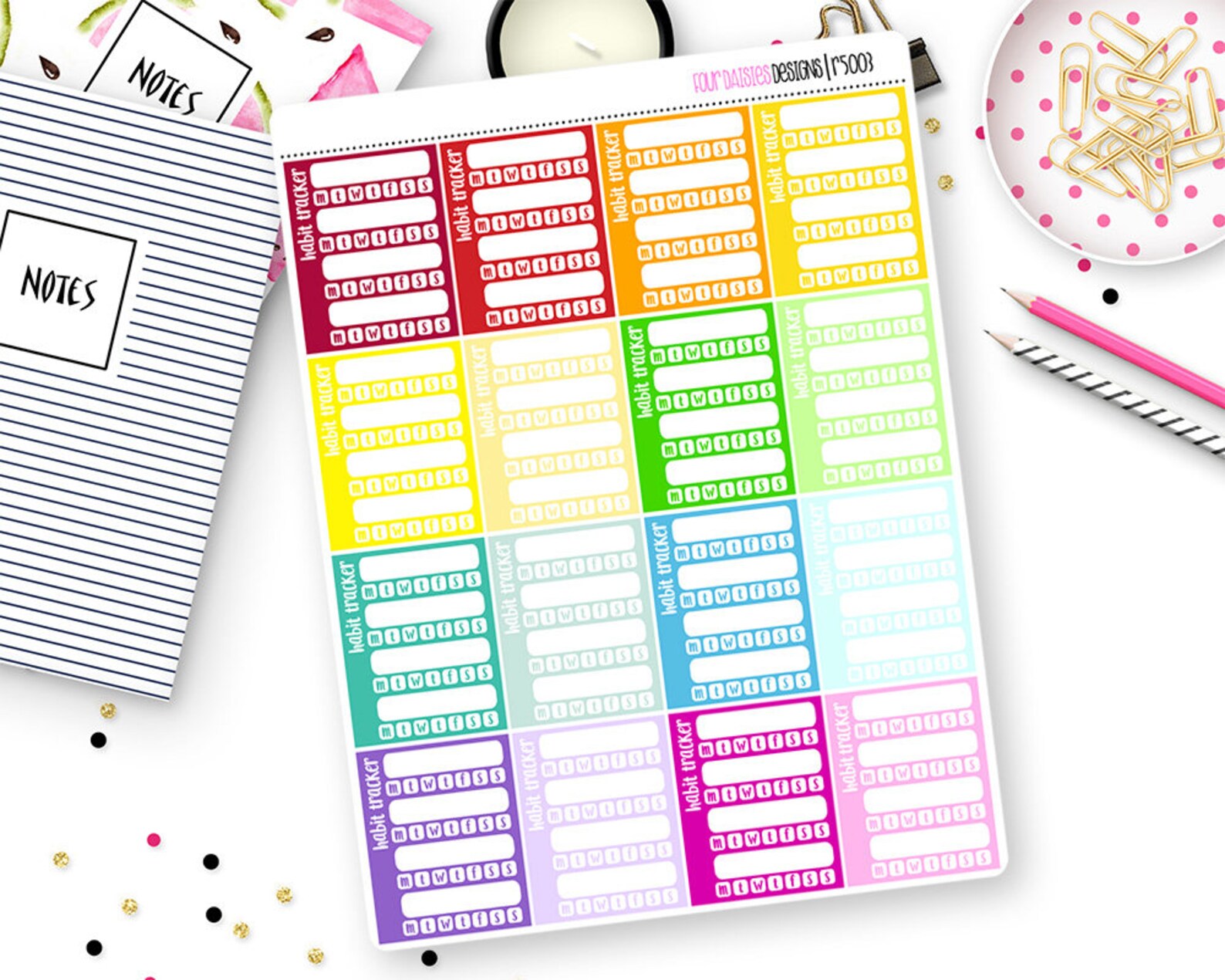 16 Habit Tracker Sidebar Trackers for Erin Condren Life Planner, Plum ...