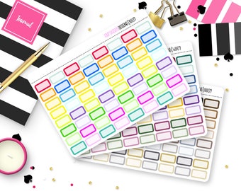 64 Mini Box Stickers for Erin Condren Life Planner, Plum Paper or Mambi Happy Planner || 1109