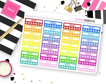 28 Read Habit Tracker Planner Stickers for Erin Condren Life Planner, Plum Paper, or Mambi Happy Planner || R1411