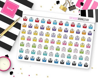 84 Happy Mail Envelope Planner Stickers for Erin Condren Life Planner, Plum Paper, or Mambi Happy Planner || I5001