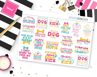 Dog Quotes Planner Stickers for Erin Condren Life Planner, Plum Paper or Mambi Happy Planner || Q1034