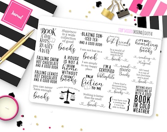 Book Reading Quotes Planner Stickers for Erin Condren Life Planner, Plum Paper or Mambi Happy Planner || Q1058