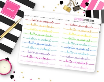 Hello Weekend Banner Planner Stickers for Erin Condren Life Planner, Plum Paper or Mambi Happy Planners || R1301