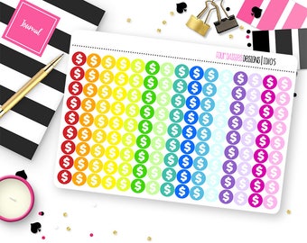 135 Dollar Sign Icon Dot Planner Stickers for Erin Condren Life Planner, Plum Paper or Mambi Happy Planner || ID105