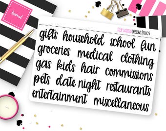 16 Cash Envelope Script Stickers || M1105