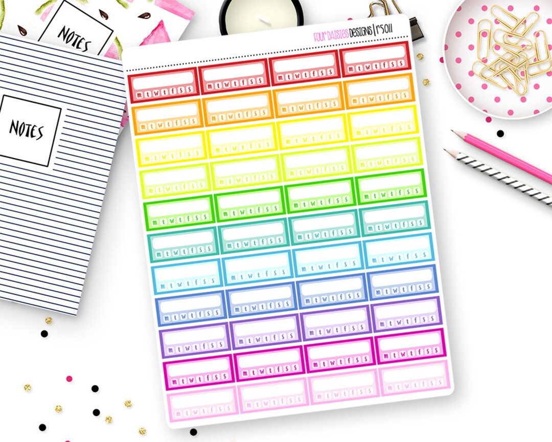 Custom Color Individual Habit Tracker Stickers for Erin Condren Life ...