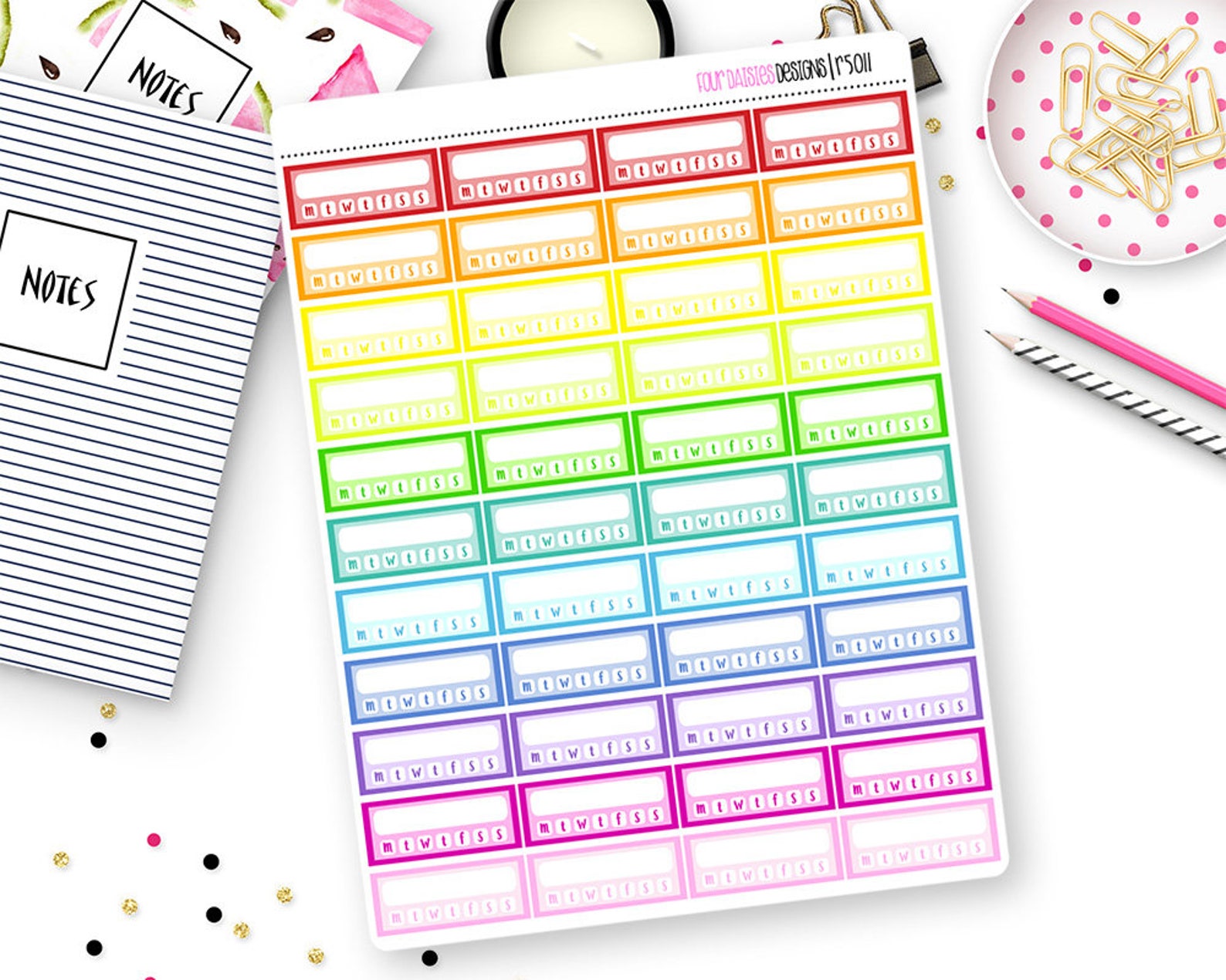 Custom Color Individual Habit Tracker Stickers for Erin Condren Life ...