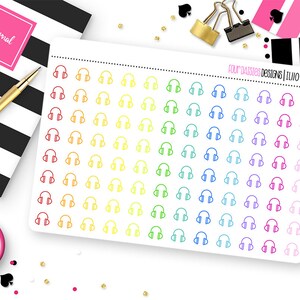 96 Headphone Icon Planner Stickers for Erin Condren Life Planner, Plum Paper or Mambi Happy Planners || IL110