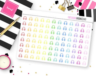 96 Headphone Icon Planner Stickers for Erin Condren Life Planner, Plum Paper or Mambi Happy Planners || IL110