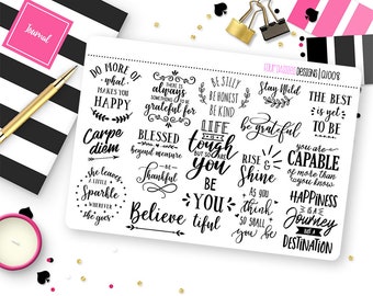 Inspirational Quotes Planner Stickers for Erin Condren Life Planner, Plum Paper or Mambi Happy Planner || Q1008