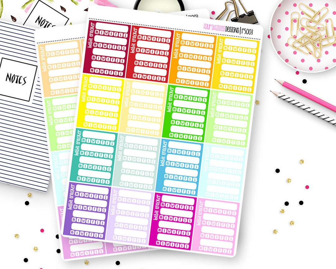 16 Habit Tracker Sidebar Trackers for Erin Condren Life Planner, Plum ...