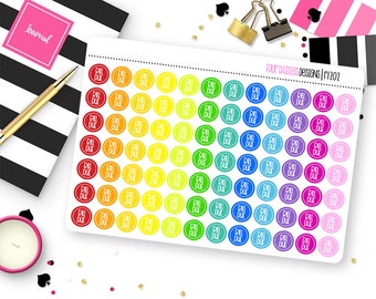 77 Bill Due Dot Planner Stickers for Erin Condren Life Planner, Plum Paper or Mambi Happy Planner || R1202