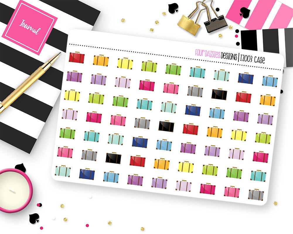 Suitcase Planner Stickers for Erin Condren Life Planner, Plum Paper or ...