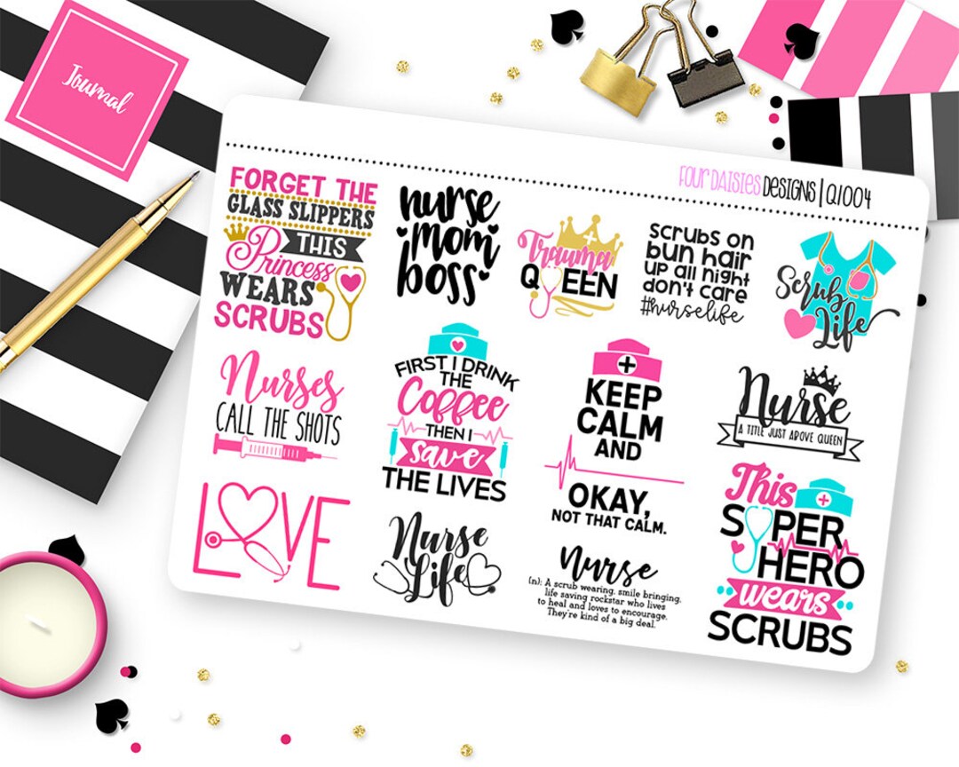 Nurses Quotes Planner Stickers for Erin Condren Life Planner, Plum ...