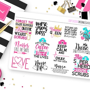 Nurses Quotes Planner Stickers for Erin Condren Life Planner, Plum Paper or Mambi Happy Planner || Q1004