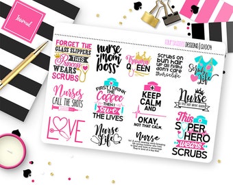 Nurses Quotes Planner Stickers for Erin Condren Life Planner, Plum Paper or Mambi Happy Planner || Q1004